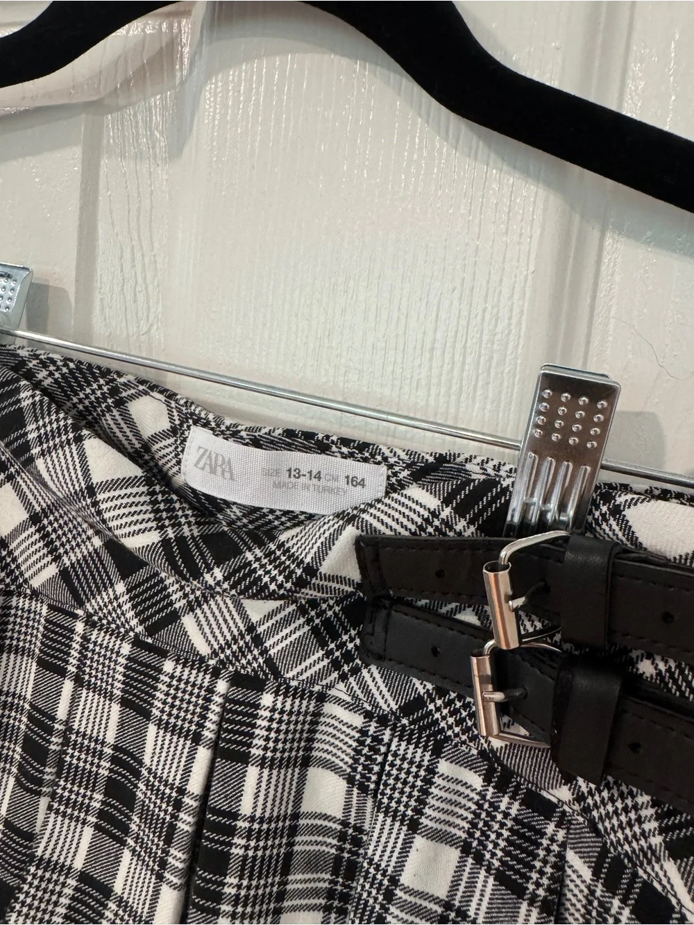 2 Skirt Bundle – H&M Red Tartan + Zara Black & White Plaid Size 14 / 13–14